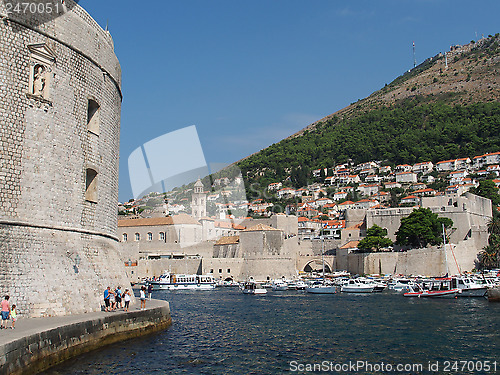 Image of Dubrovnik, august 2013, footpath at the harbor entrance