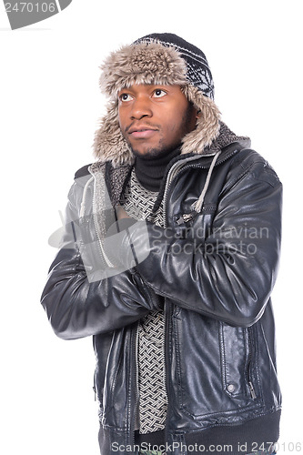 Image of Young African-American feeling cold
