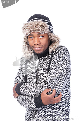 Image of Young African-American feeling cold
