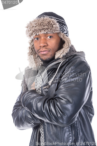 Image of Young African-American feeling cold