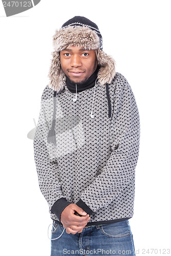 Image of Young African-American feeling cold