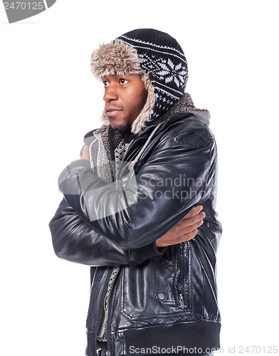 Image of Young African-American feeling cold
