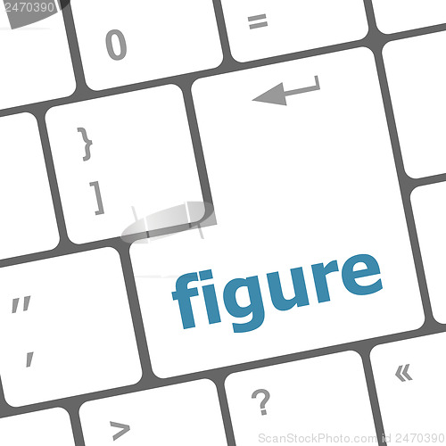 Image of figure word on keyboard key, notebook computer button