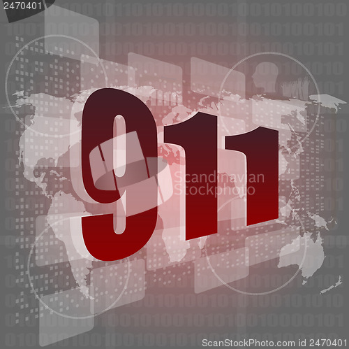 Image of 911 words on digital touch screen interface