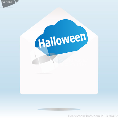 Image of Halloween word on mail envelope cloud