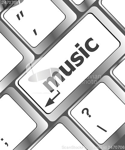 Image of Computer keyboard with music key - technology background