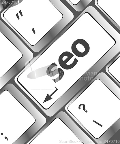 Image of SEO button on the keyboard. Business concept