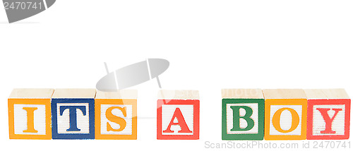 Image of Letter blocks spelling its a boy