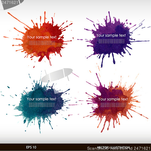 Image of Vector illustration of Splash watercolor banners set