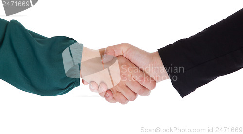 Image of Close up of two women shaking hands