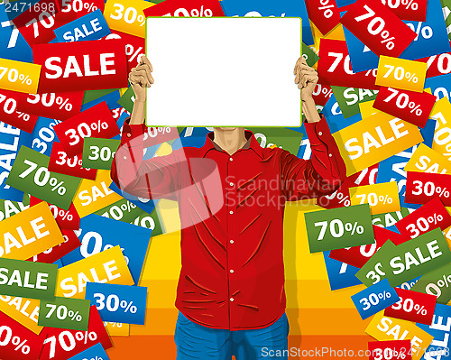 Image of Man With Write Board Against His Head
