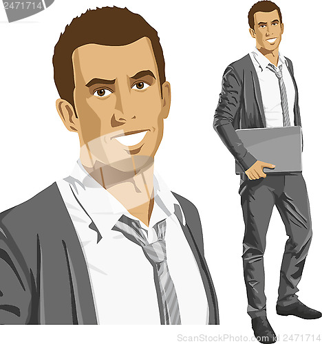 Image of Vector Businessman With Laptop