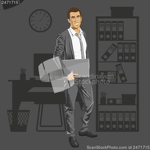 Image of Vector Businessman With Laptop