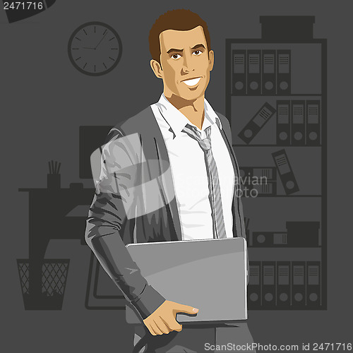 Image of Vector Businessman With Laptop