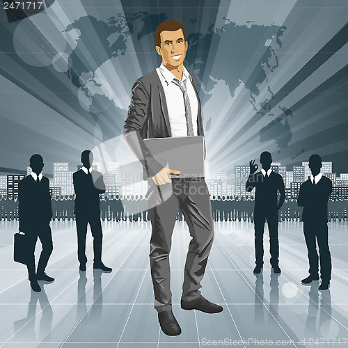 Image of Vector Businessman With Laptop