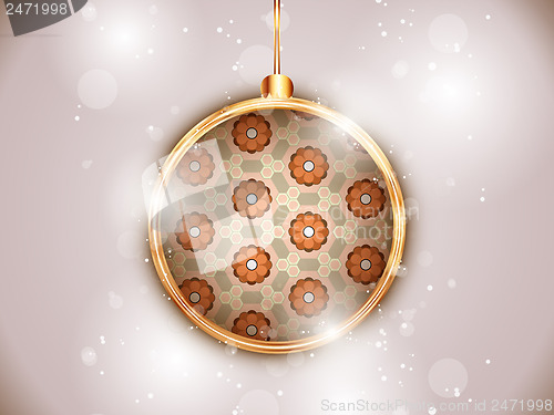 Image of Merry Christmas Flower Balls with Retro Background