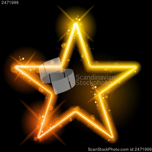 Image of Glowing Neon Yellow Orange Star