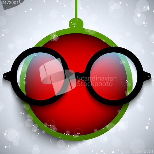 Image of Merry Christmas Red Ball with Glasses