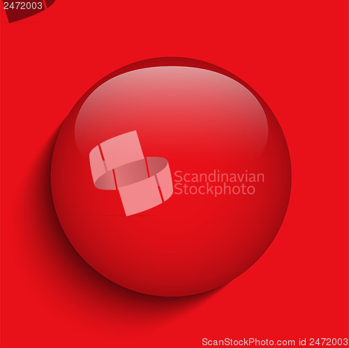 Image of Red Alert Glass Circle Button on Red Background
