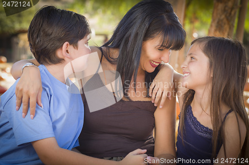 Image of Attractive Mixed Race Family Portrait at the Pumpkin Patch
