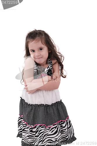 Image of Brunette little girl isolated on a over white background 