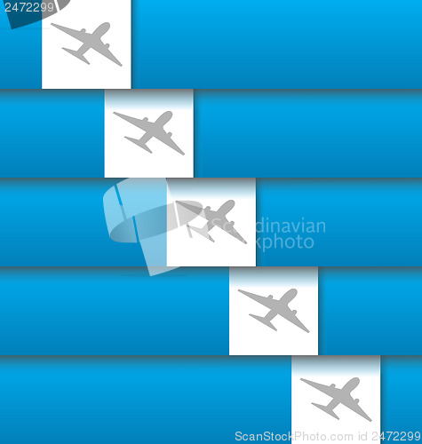 Image of Set of labels with airplanes for aviation company