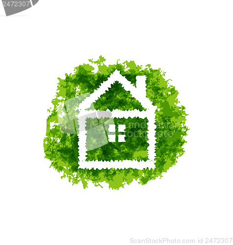 Image of Icon eco home on grunge background 