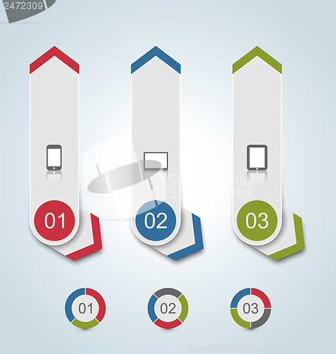 Image of Set paper labels with gadgets infographic icons