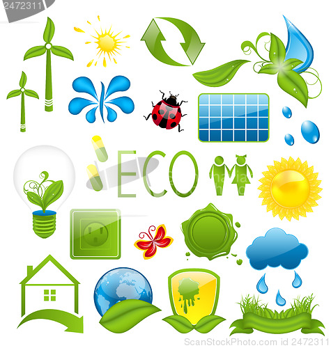 Image of Set of green ecology icons (3)