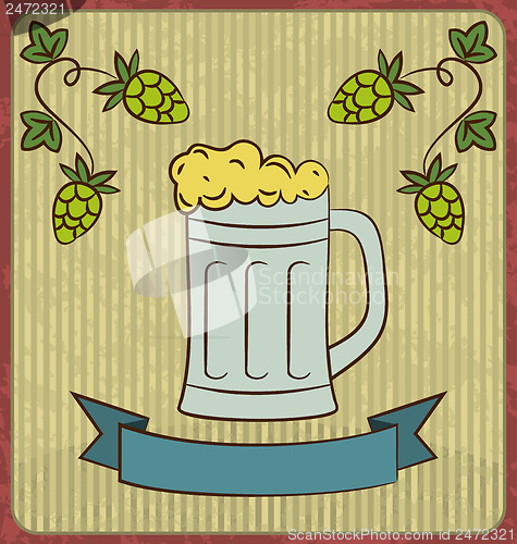 Image of Vintage card with glass mug beer