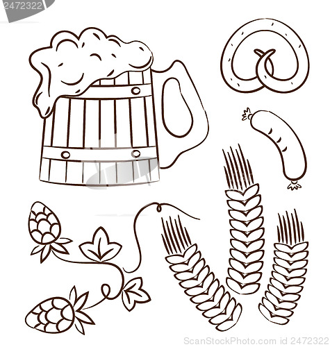 Image of Octoberfest cartoon design elements (1), hand drawn style