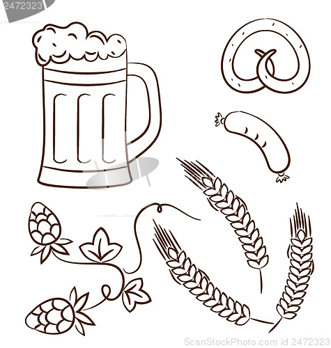 Image of Octoberfest cartoon design elements (2), hand drawn style