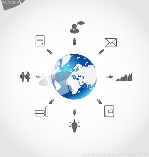 Image of Global internet communication, set business pictograms