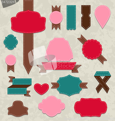 Image of Set ribbons, vintage labels, geometric emblems