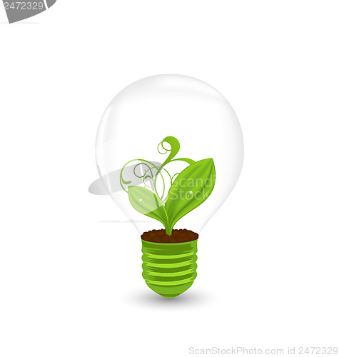 Image of Bulb with plant inside isolated on white background