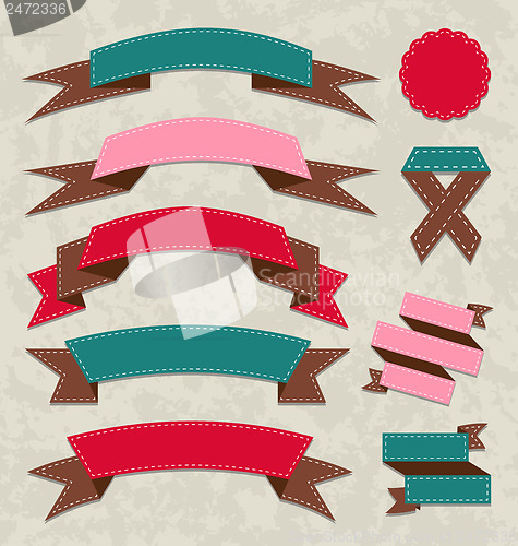 Image of Set ribbons, vintage labels, geometric emblems