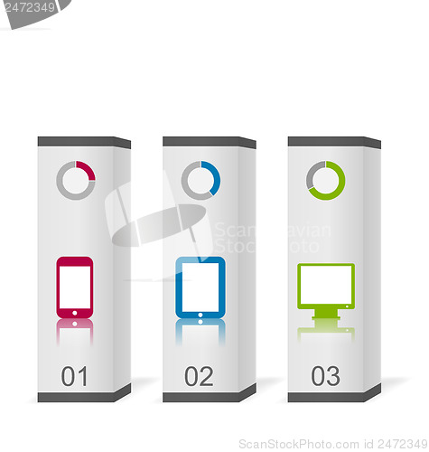 Image of Set boxes with simple gadgets infographic icons
