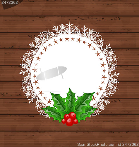 Image of Christmas greeting card with holly berry