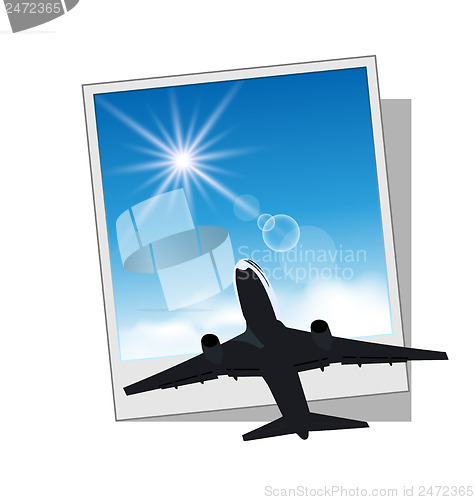 Image of Photo frame with plane and sky