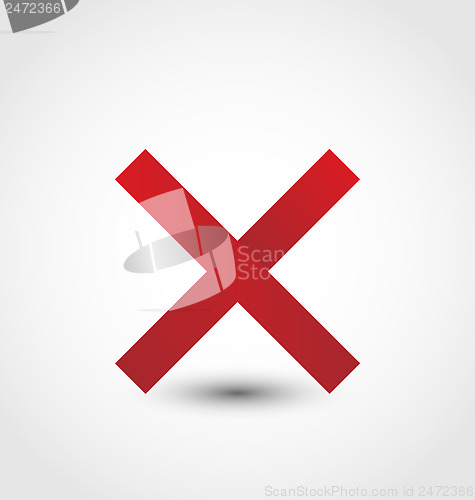 Image of Cross mark isolated on white background 