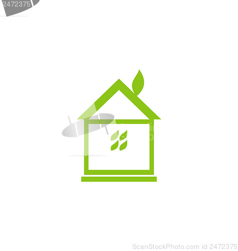 Image of Icon eco house with leaf isolated on white background