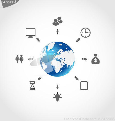 Image of Global internet communication, set business pictograms