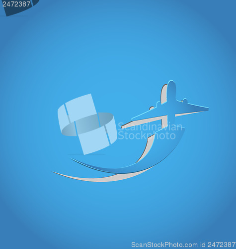 Image of Cut out paper aircraft with path