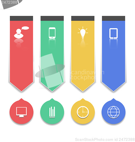 Image of Group paper labels with infographic icons