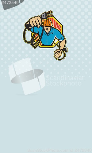 Image of Electrician Construction Worker Retro