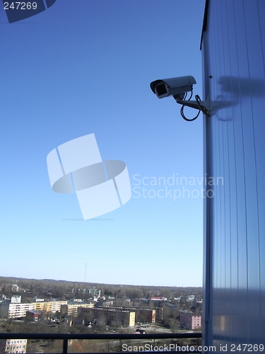 Image of security camera and the sity