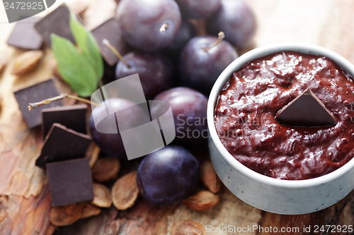 Image of plum jam with chocolate