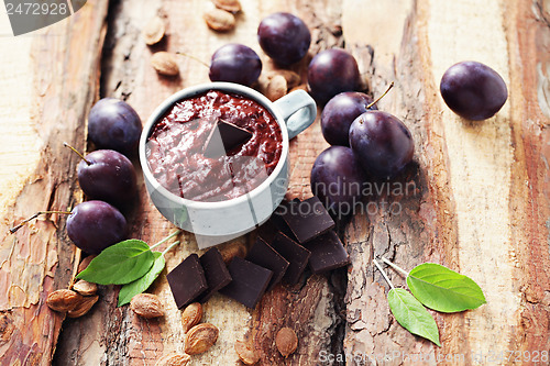 Image of plum jam with chocolate