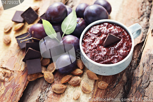 Image of plum jam with chocolate