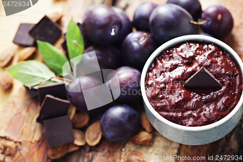 Image of plum jam with chocolate